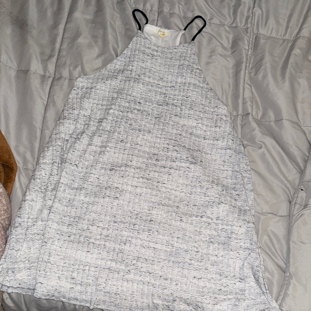Gray Textured Sleeveless Dress